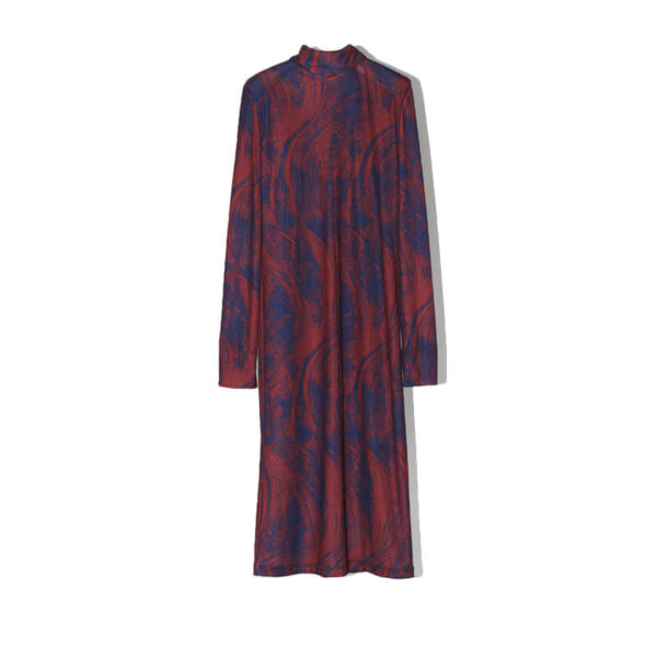 toga tricot print jersey dress dark red 1