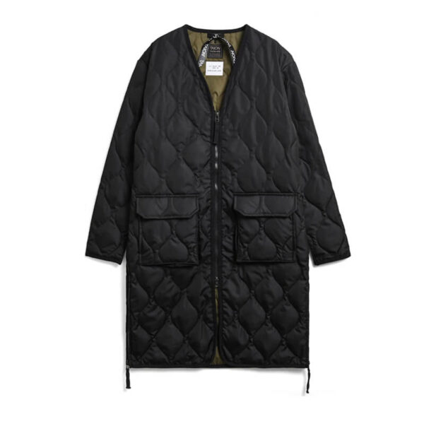 TAION military zip v neck coat black 1