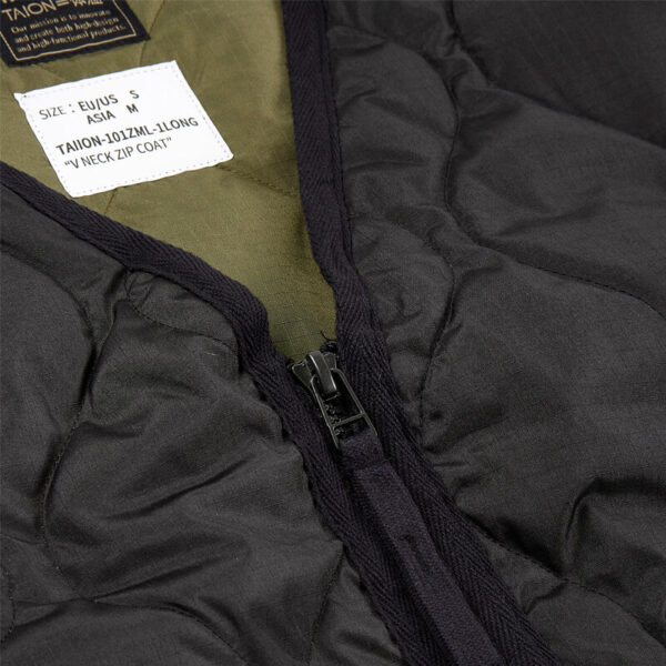 TAION military zip v neck coat black 3