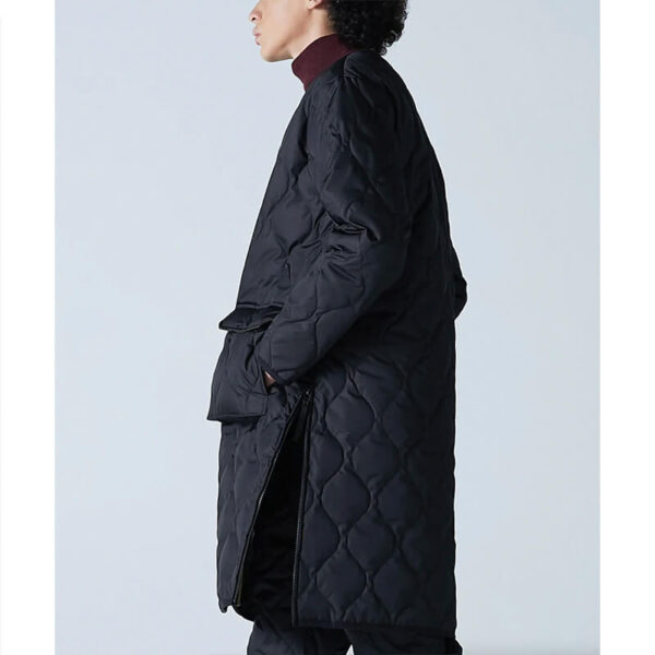 TAION military zip v neck coat black 5