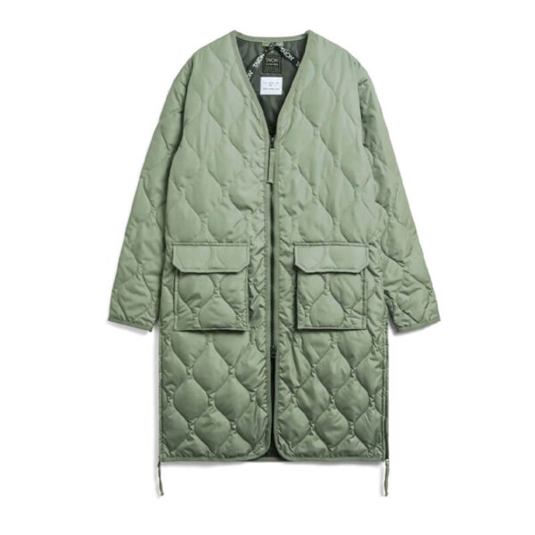 TAION military zip v neck coat sage green 1