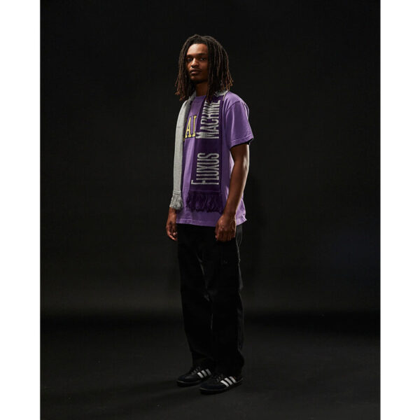 UXE MENTALE Fluxus Machine Knit Scarf Heather Grey Purple 4