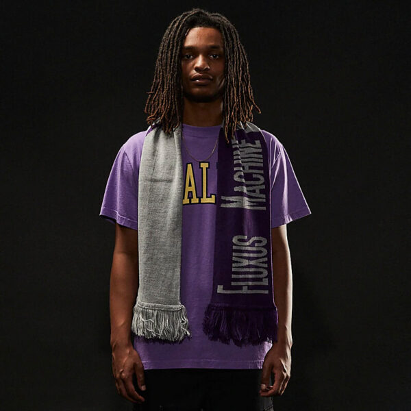 UXE MENTALE Fluxus Machine Knit Scarf Heather Grey Purple 5