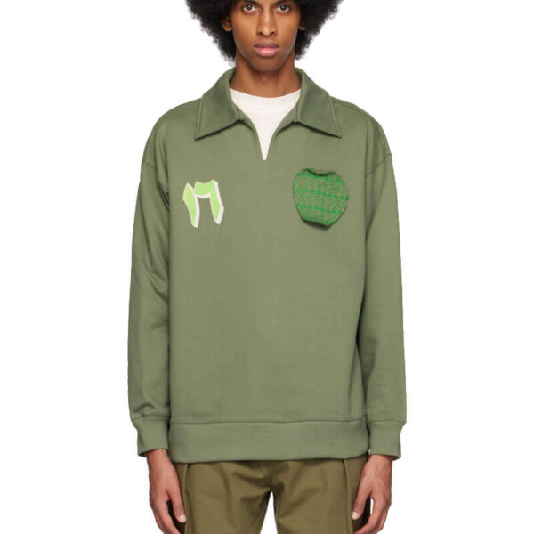 Sur Patch Collar Crewneck - Olive Green