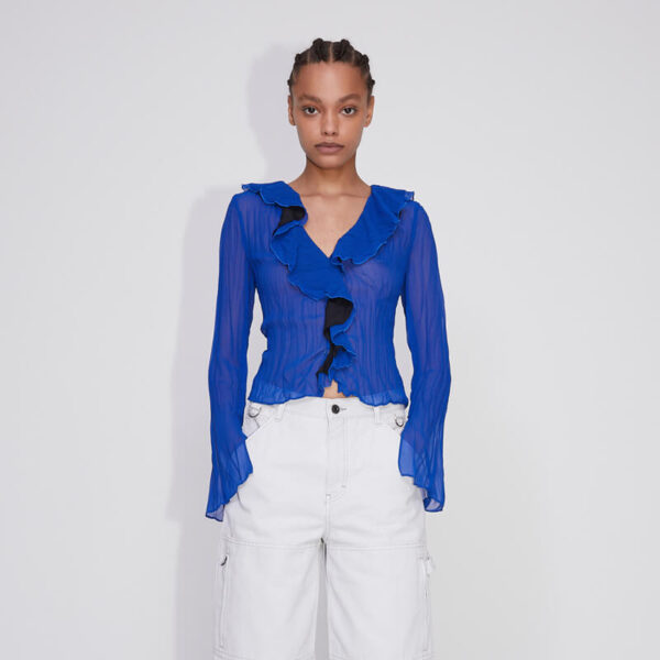 WOOD WOOD Hannah Chiffon Blouse - Royal Blue