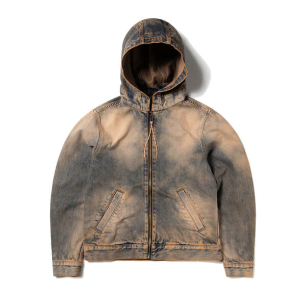 ARIES acid wash hooded denim jacket peach 1