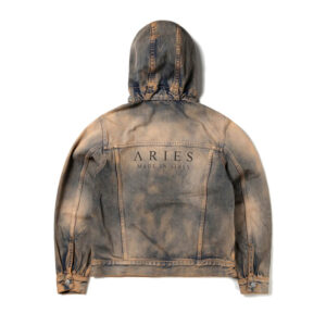 ARIES acid wash hooded denim jacket peach 3