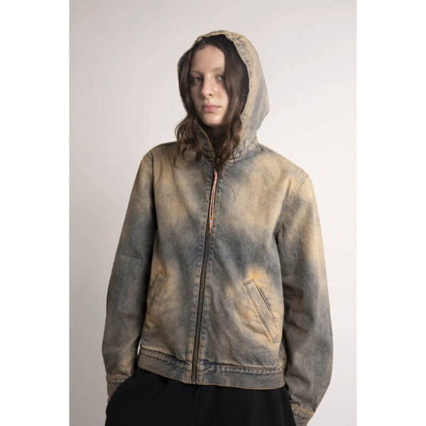 ARIES acid wash hooded denim jacket peach 5