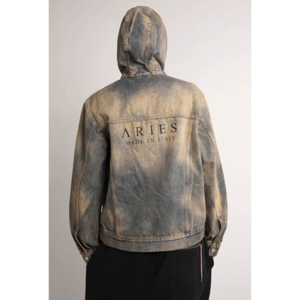 ARIES acid wash hooded denim jacket peach 6