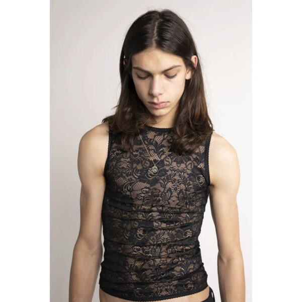 ARIES fleur lace vest black 3