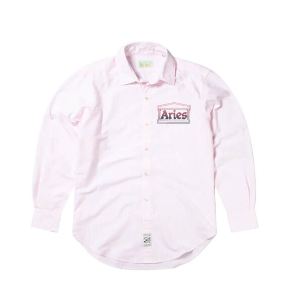 ARIES oxford stripe shirt pink 4