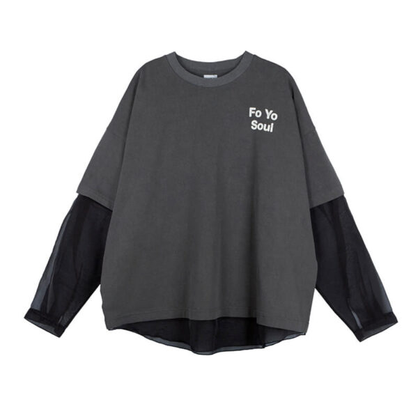 STAND ALONE Layered Look LS Tee - Dark Grey