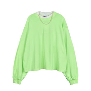 STAND ALONE Pearl Necklace LS Tee - Lime