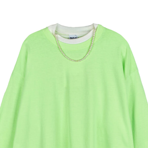 STAND ALONE Pearl Necklace LS Tee - Lime