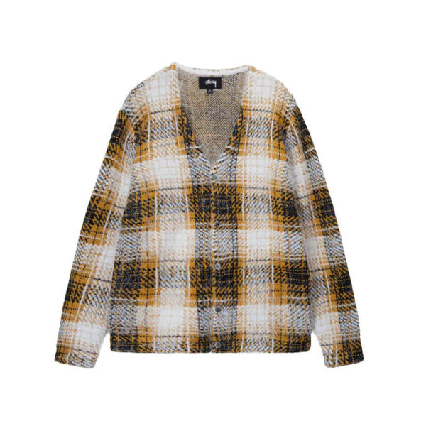 STUSSY Hairy Plaid Cardigan - Gold