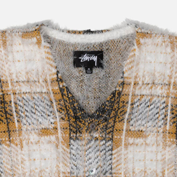 STUSSY Hairy Plaid Cardigan - Gold