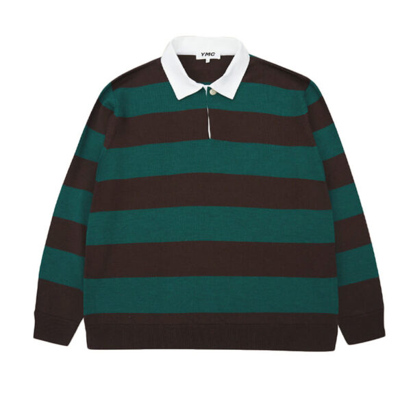 YMC rugby shirt green brown 1