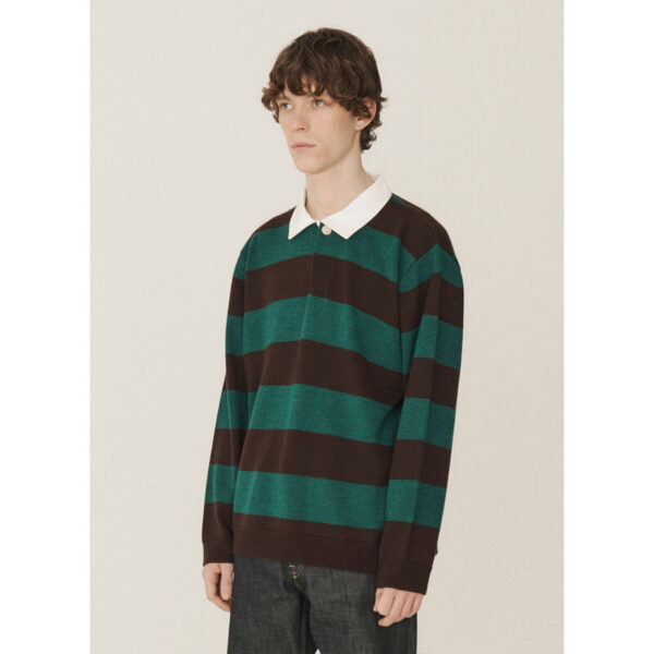 YMC Up And Under Rugby Shirt - Green / Brown