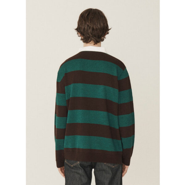 YMC Up And Under Rugby Shirt - Green / Brown