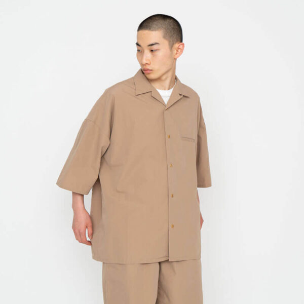 Open Collar Wind Shirt - Camel
