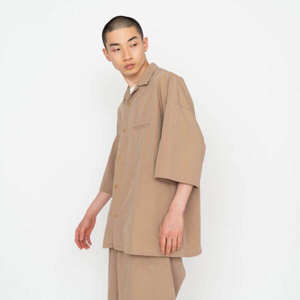 Open Collar Wind Shirt - Camel