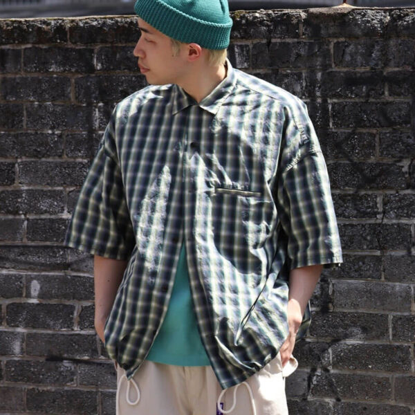 NAMAMICA-Open-Collar-Wind-HS-Shirt-Khaki