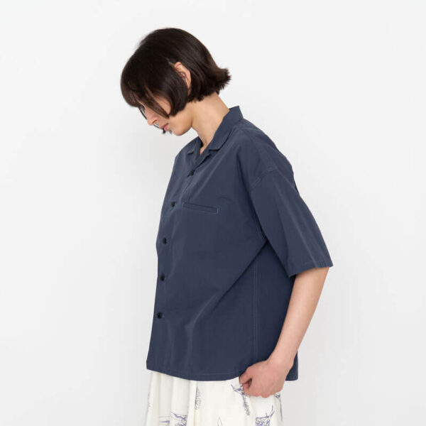 Open Collar Wind Shirt - Marine Navy