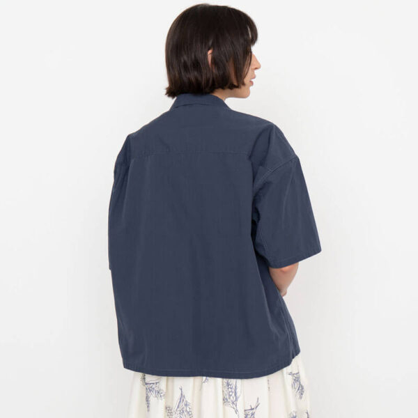 Open Collar Wind Shirt - Marine Navy
