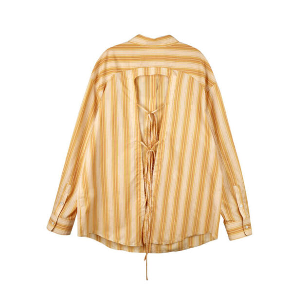 Striped Back-Tie Shirt - Yellow
