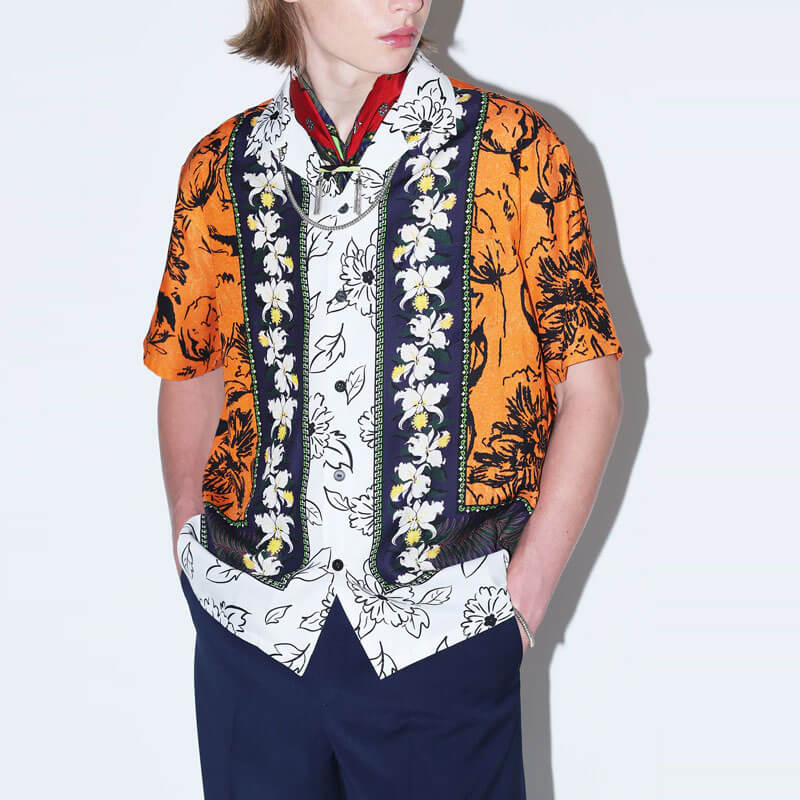 TOGA ARCHIVES Cupra Cotton Print Shirt - Orange | THEROOM