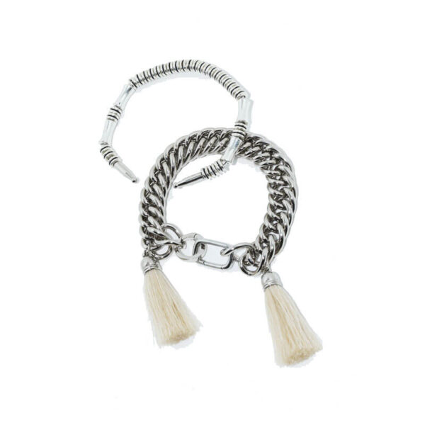 TOGA-Metal-Fringe-Bangle-Set-Silver