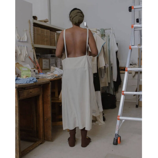 BASERANGE long strap overall dress undyed3