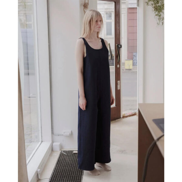 BASERANGE tank jumpsuit raw blue denim 4