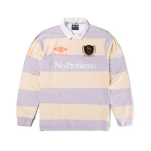 ARIES x UMBRO Screen Printed Rugby Shirt - Beige / Lilac