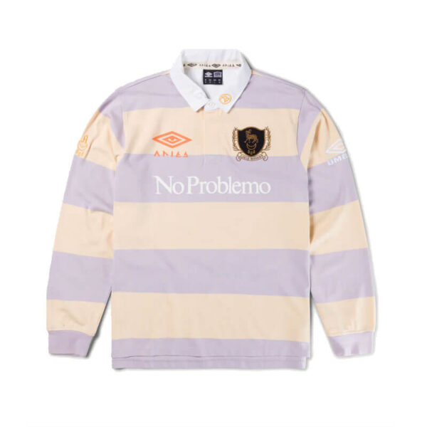 ARIES x UMBRO Screen Printed Rugby Shirt - Beige / Lilac	ARIES x UMBRO Screen Printed Rugby Shirt – Beige