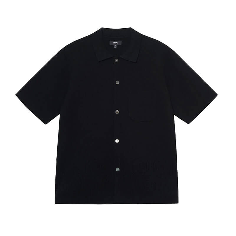 STUSSY Perforated Swirl Knit Shirt - Black | TheRoom Barcelona
