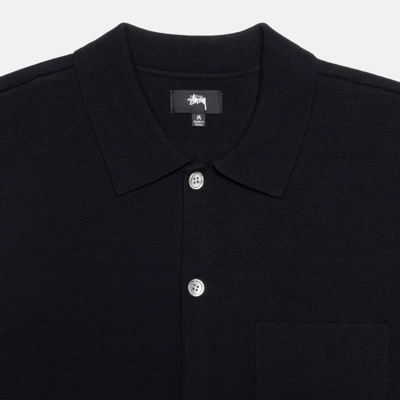 STUSSY Perforated Swirl Knit Shirt - Black | TheRoom Barcelona