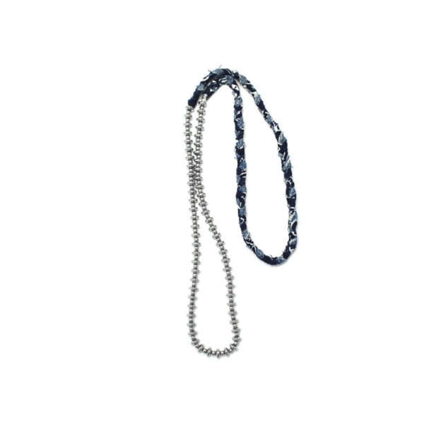 MIKIA Bandana Silver Necklace - Hematite / Vintage Denim