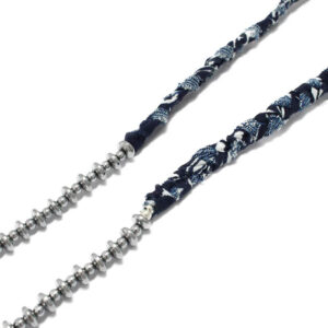 MIKIA Bandana Silver Necklace - Hematite / Vintage Denim