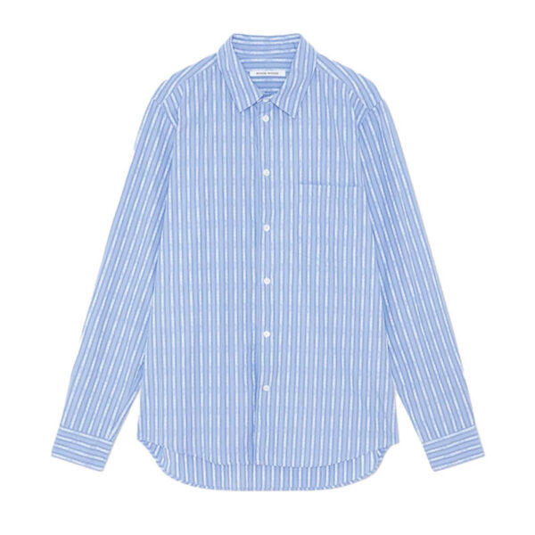 WOOD WOOD Timothy Tattoo Stripe Shirt - Azure Blue