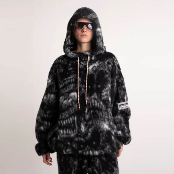 Oversized Monster Fleece Hoodie - Black