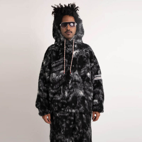 Oversized Monster Fleece Hoodie - Black