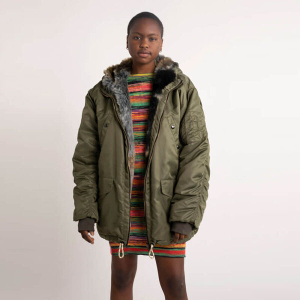 Reversible Nylon Flight Parka - Army Green
