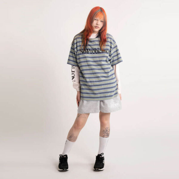 Stripe No Problemo Tee - Blue Multi