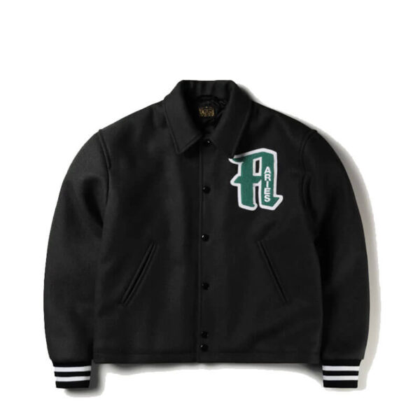 ARIES ARISE Wool Varsity Jacket Black (1)