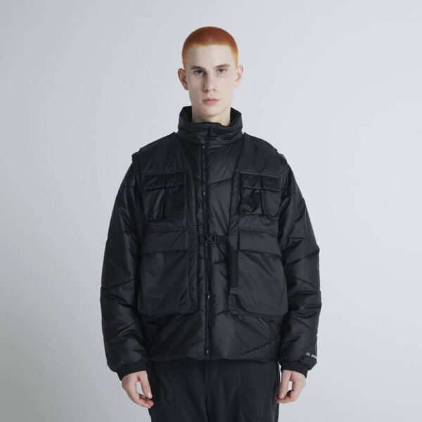 Detachable Sleeve Padding Jacket - Black