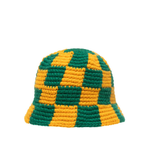 STUSSY-Checker-Knit-Bucket-Hat-Evergreen