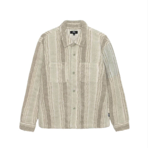 STUSSY-Stripe-Sherpa-Shirt---Natural