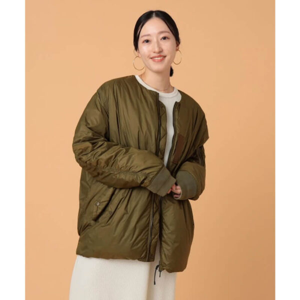 TAION for BEAMS LIGHT Reversible MA-1 Jacket - Olive / Beige