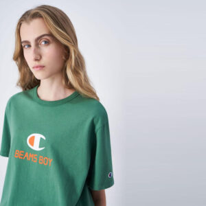 BEAMS BOY for CHAMPION Crewneck Tee - Bright Green